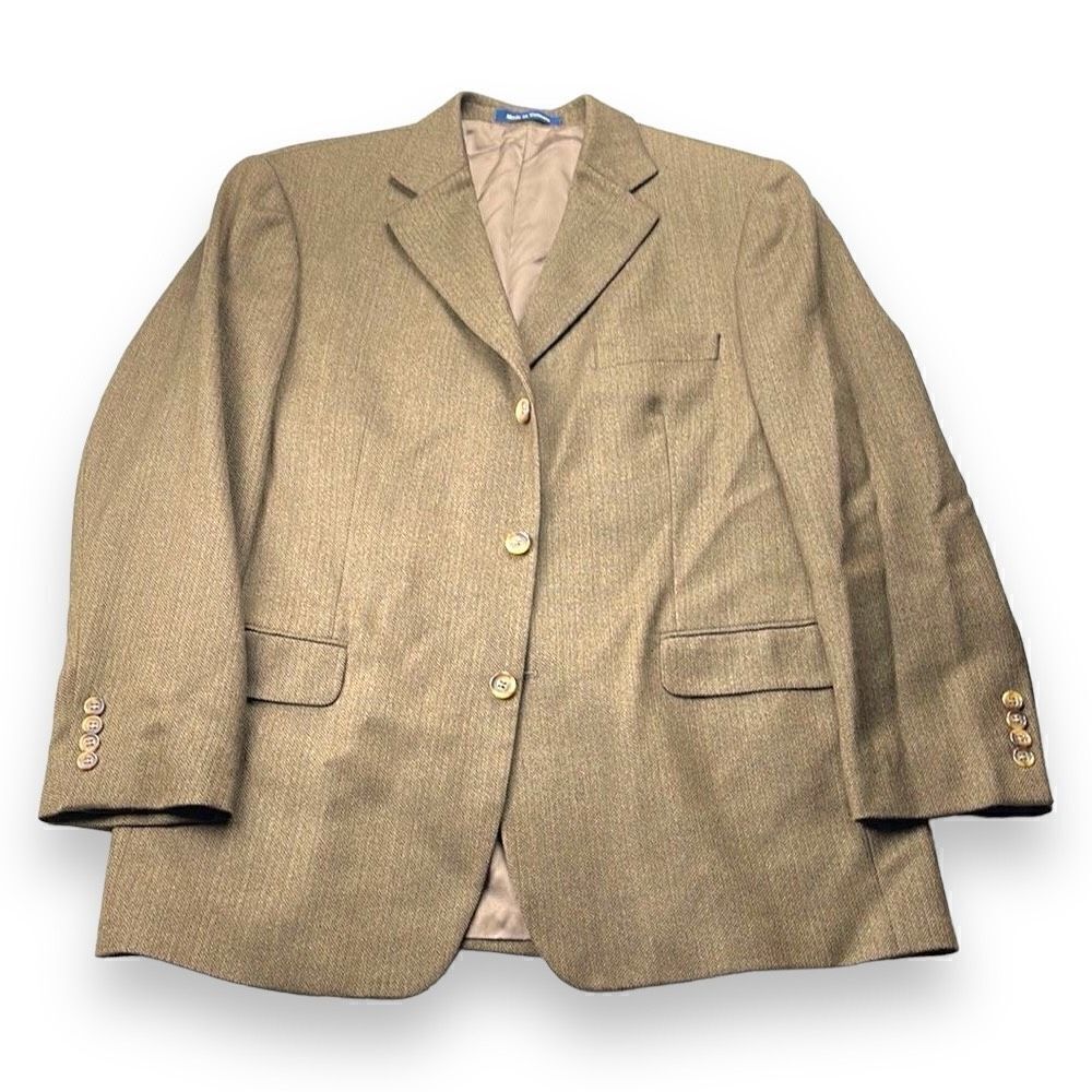 Alan Flusser Sports Coat Mens 42R Brown Knit Wool Blazer
